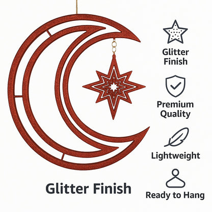 3D Moon & Star Hanging Red - 1PC