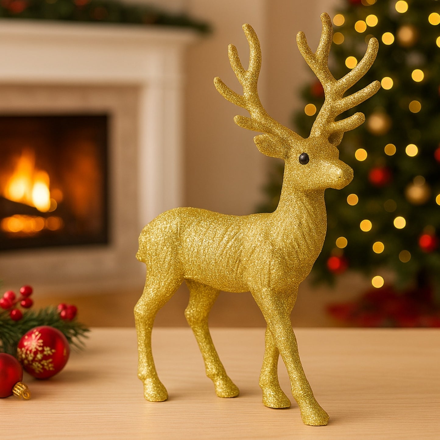 Golden Decorative Standing Reindeer Small - 25cm