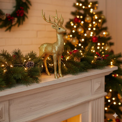 Golden Decorative Standing Reindeer Small - 25cm