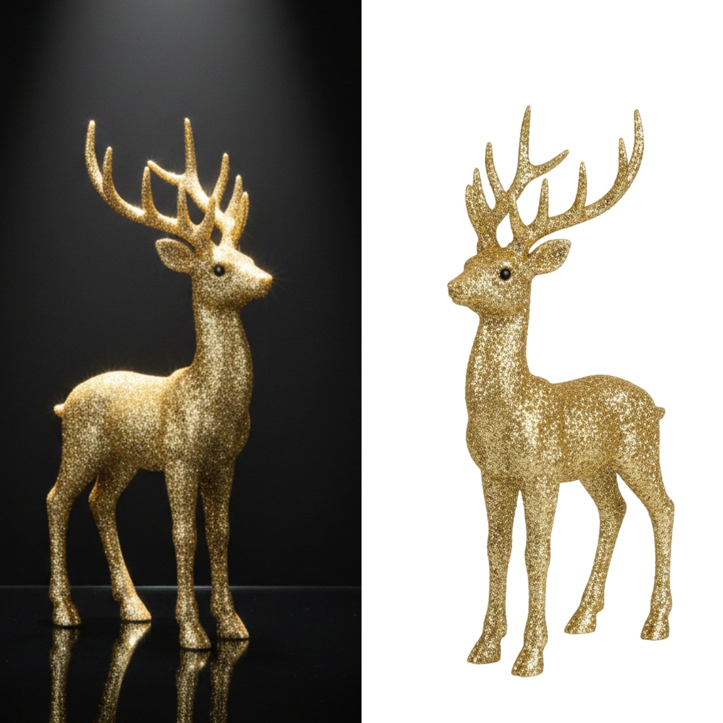 Golden Decorative Standing Reindeer Small - 25cm