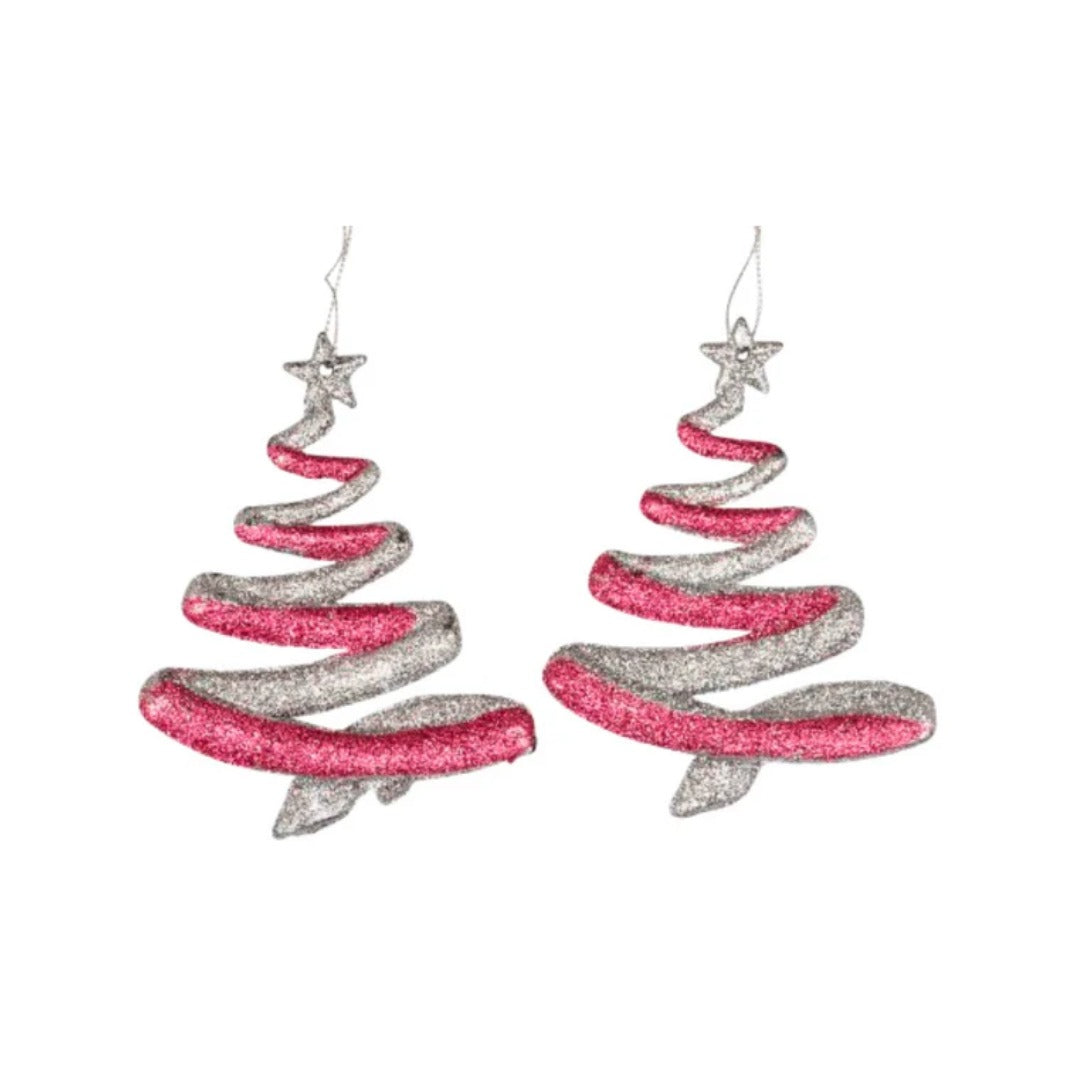 Christmas Tree Shooting Star Hanging Silver - 2PC