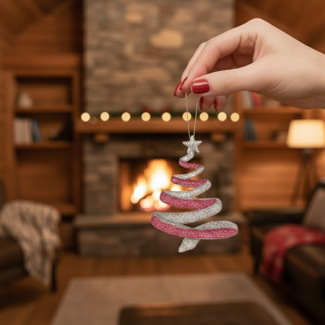 Christmas Tree Shooting Star Hanging Silver - 2PC