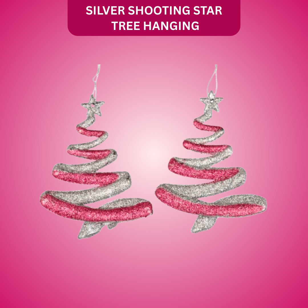 Christmas Tree Shooting Star Hanging Silver - 2PC