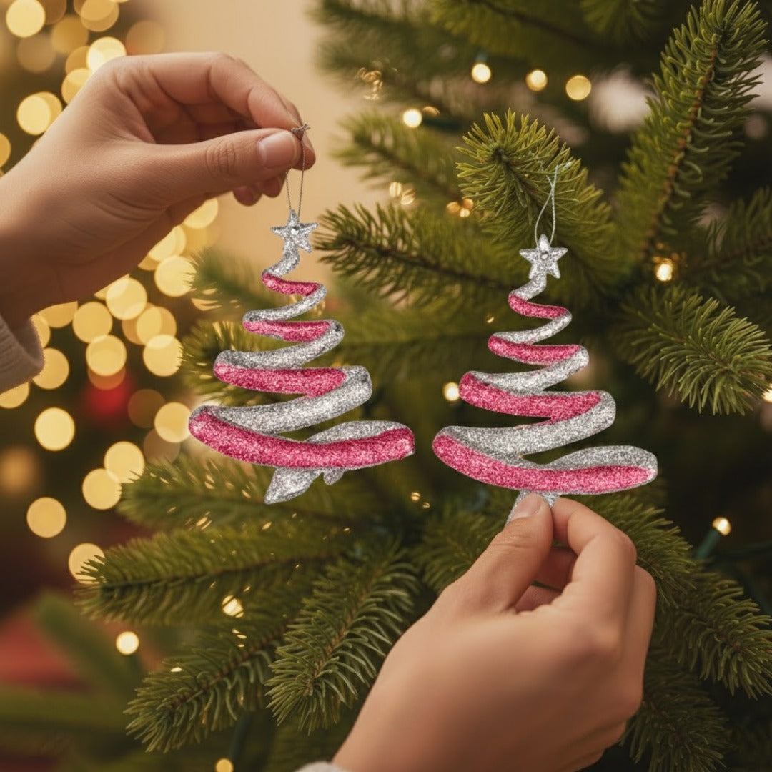 Christmas Tree Shooting Star Hanging Silver - 2PC