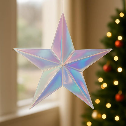 Iridiscent White Star Hanging Decoration 24"