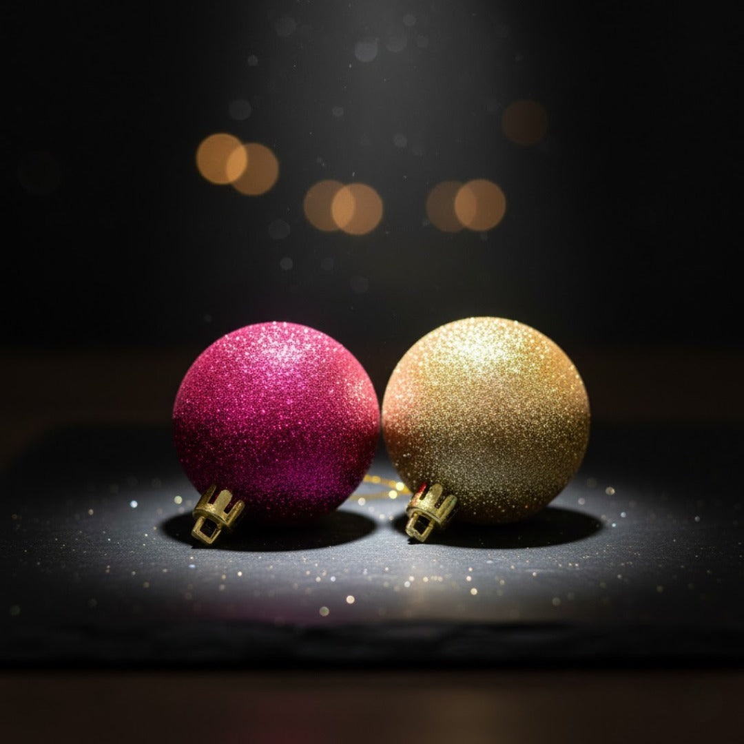 Glitter Multicolor Balls Tree Decoration Ornaments - 6PC