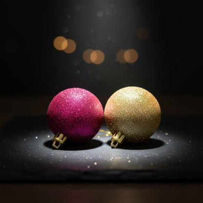 Glitter Multicolor Balls Tree Decoration Ornaments - 6PC