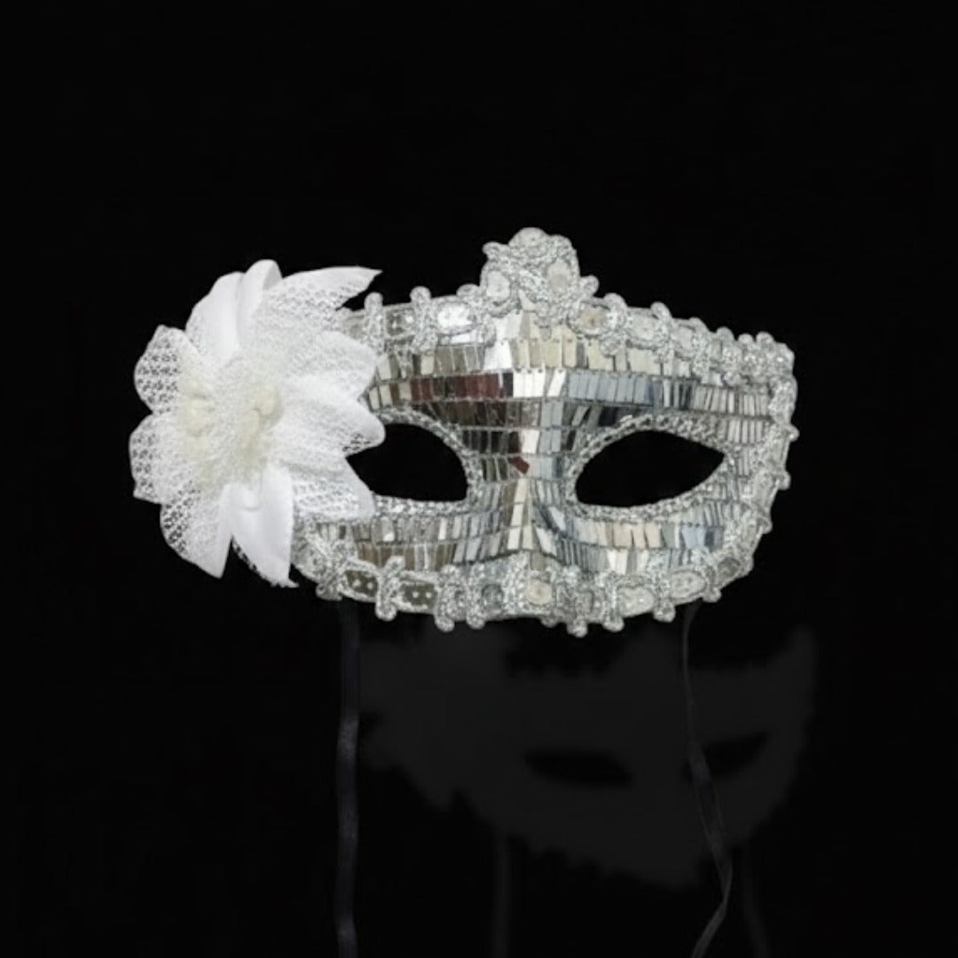 Silver Rectangle Sequin Mask with Net