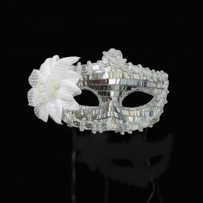 Silver Rectangle Sequin Mask with Net