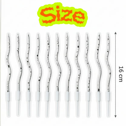 Curly Silver & Black Candle -12PC
