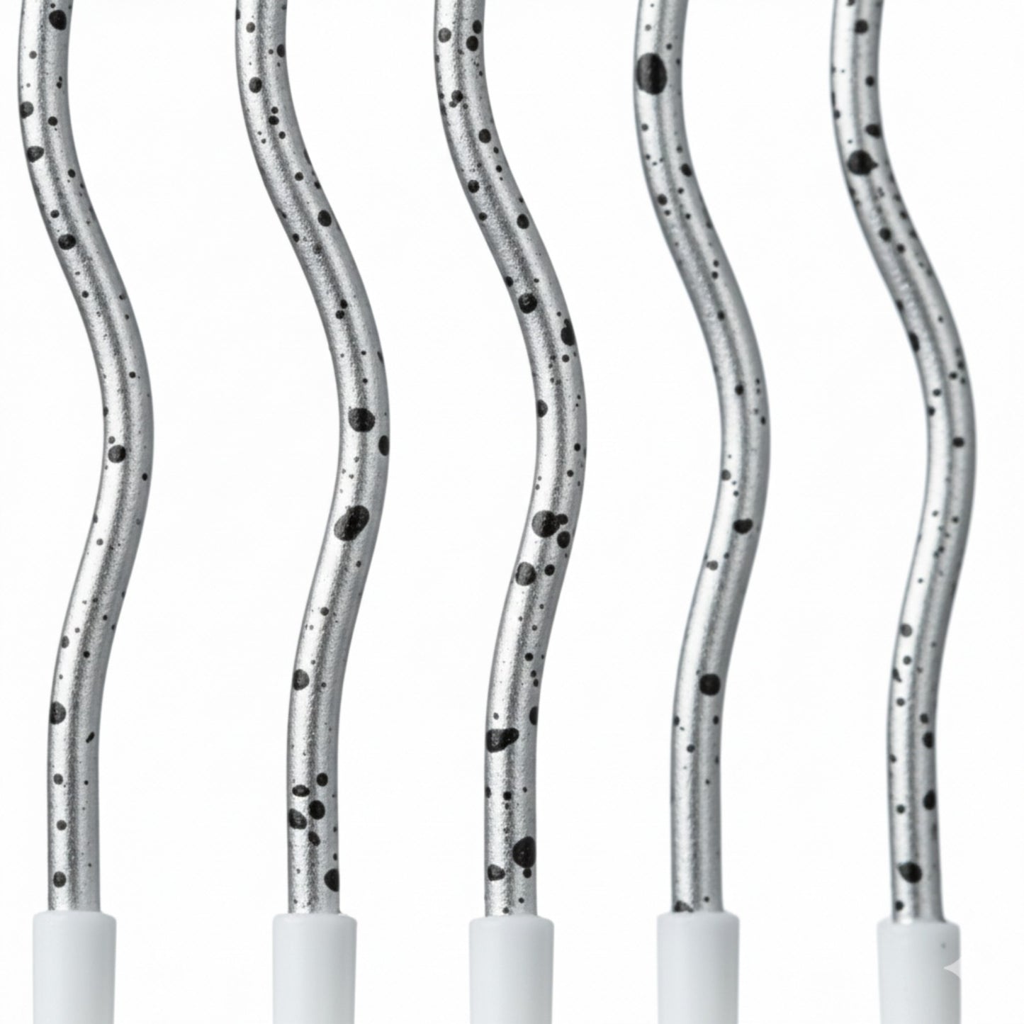 Curly Silver & Black Candle -12PC