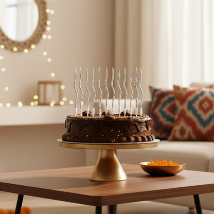 Curly Silver & Black Candle -12PC