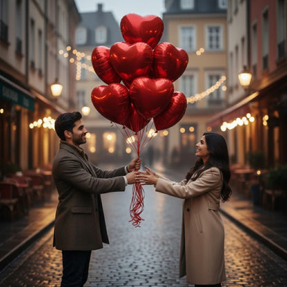 Red Heart Shape Foil Balloon - Helium Quality -18 inches -  1PC