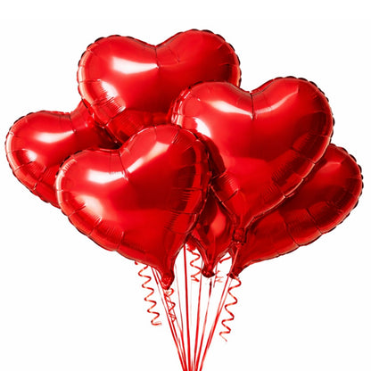 Red Heart Shape Foil Balloon - Helium Quality -18 inches -  1PC