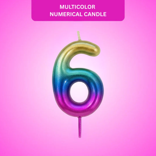 Multicolor Number 6 Candle