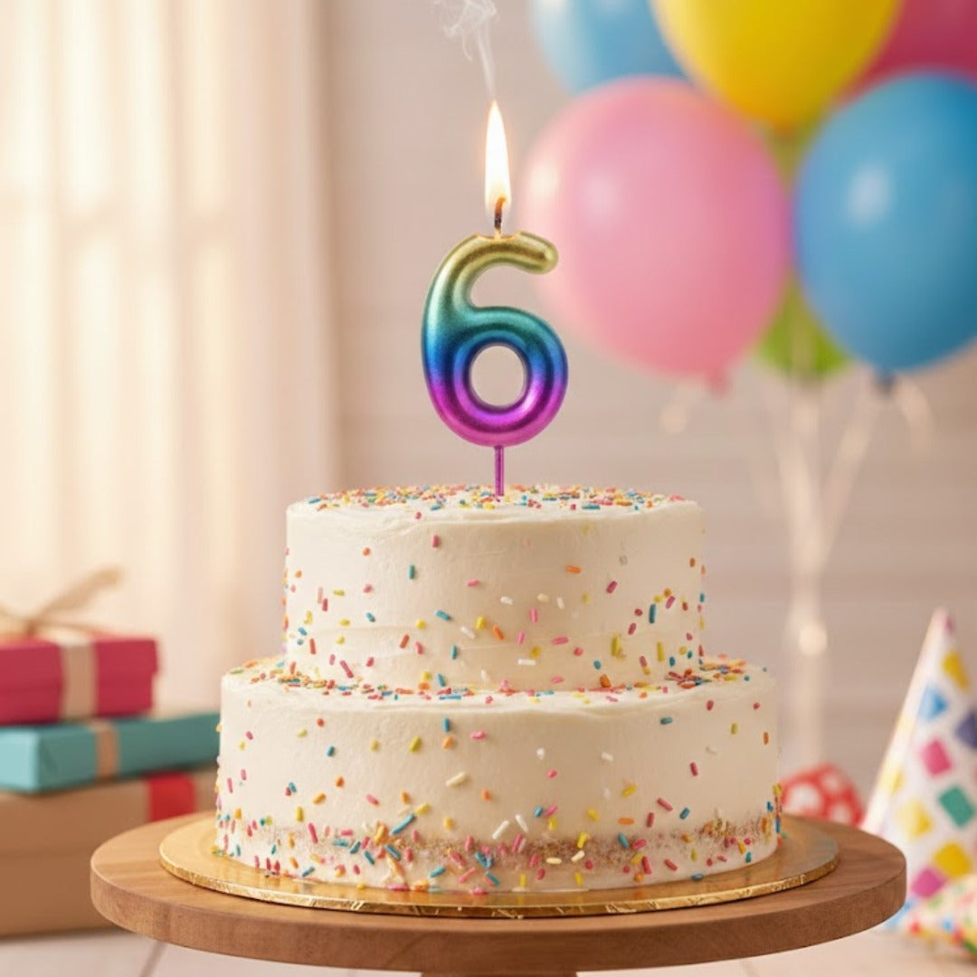Multicolor Number 6 Candle