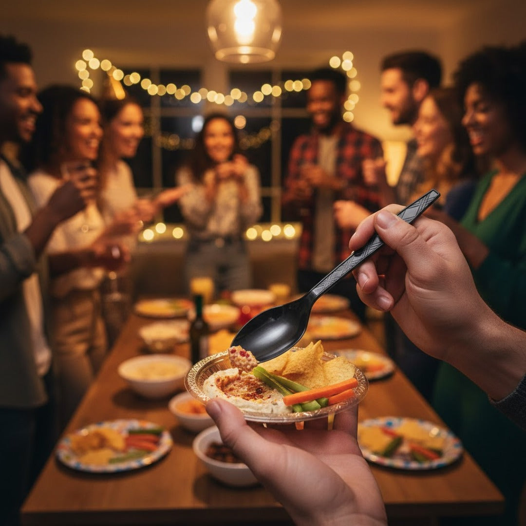 Diposable Black Plastic Spoons - 20PC