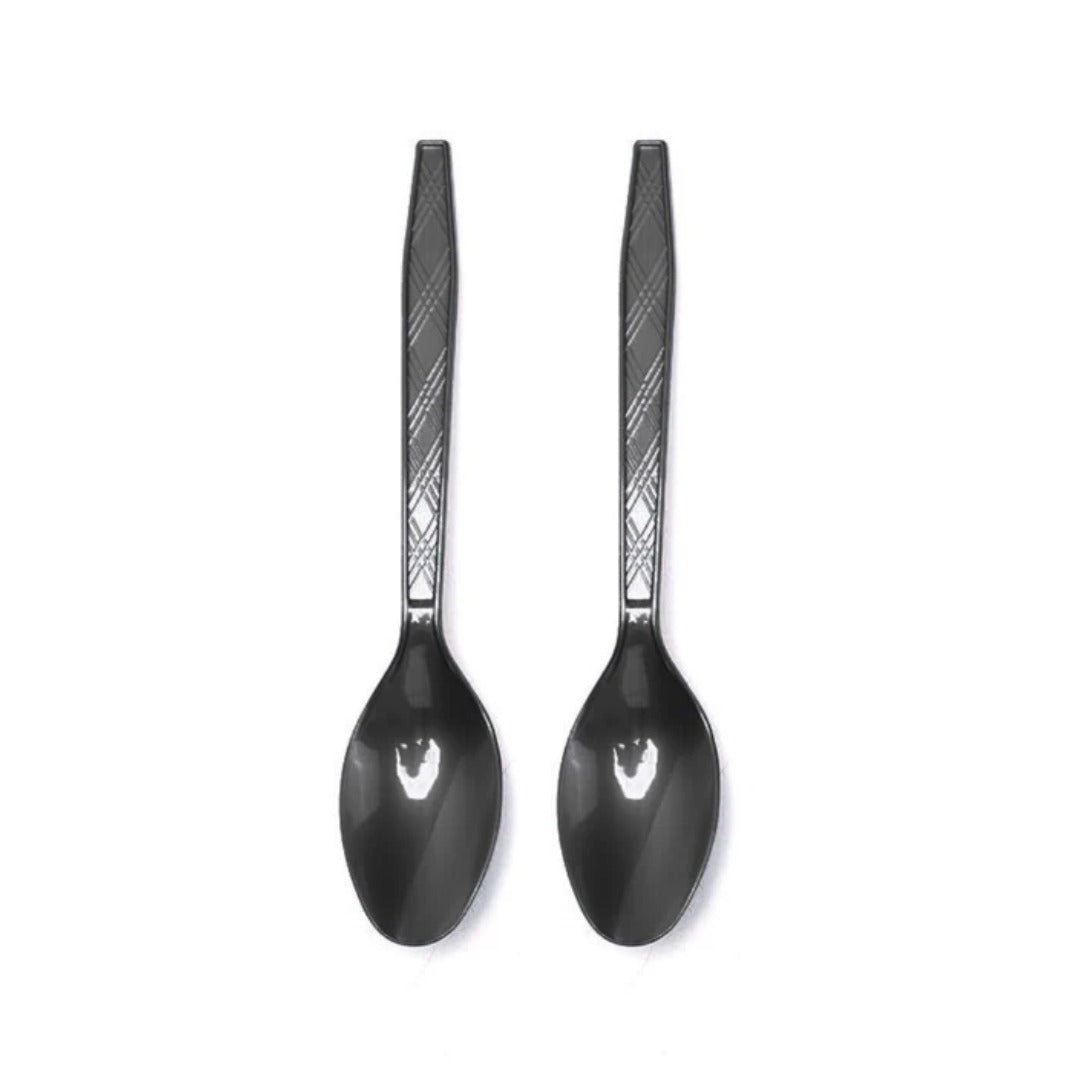 Diposable Black Plastic Spoons - 20PC