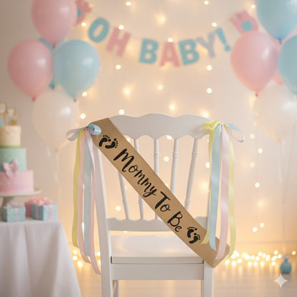 Mommy To Be Peach Sash w/Gold Foil Printing 84 inc