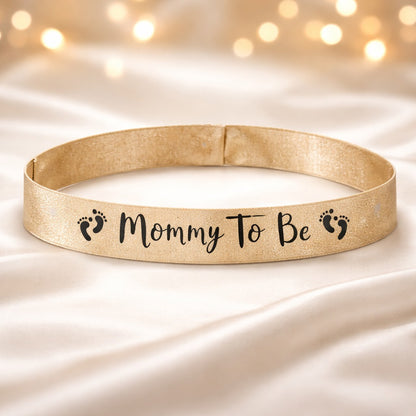 Mommy To Be Peach Sash w/Gold Foil Printing 84 inc
