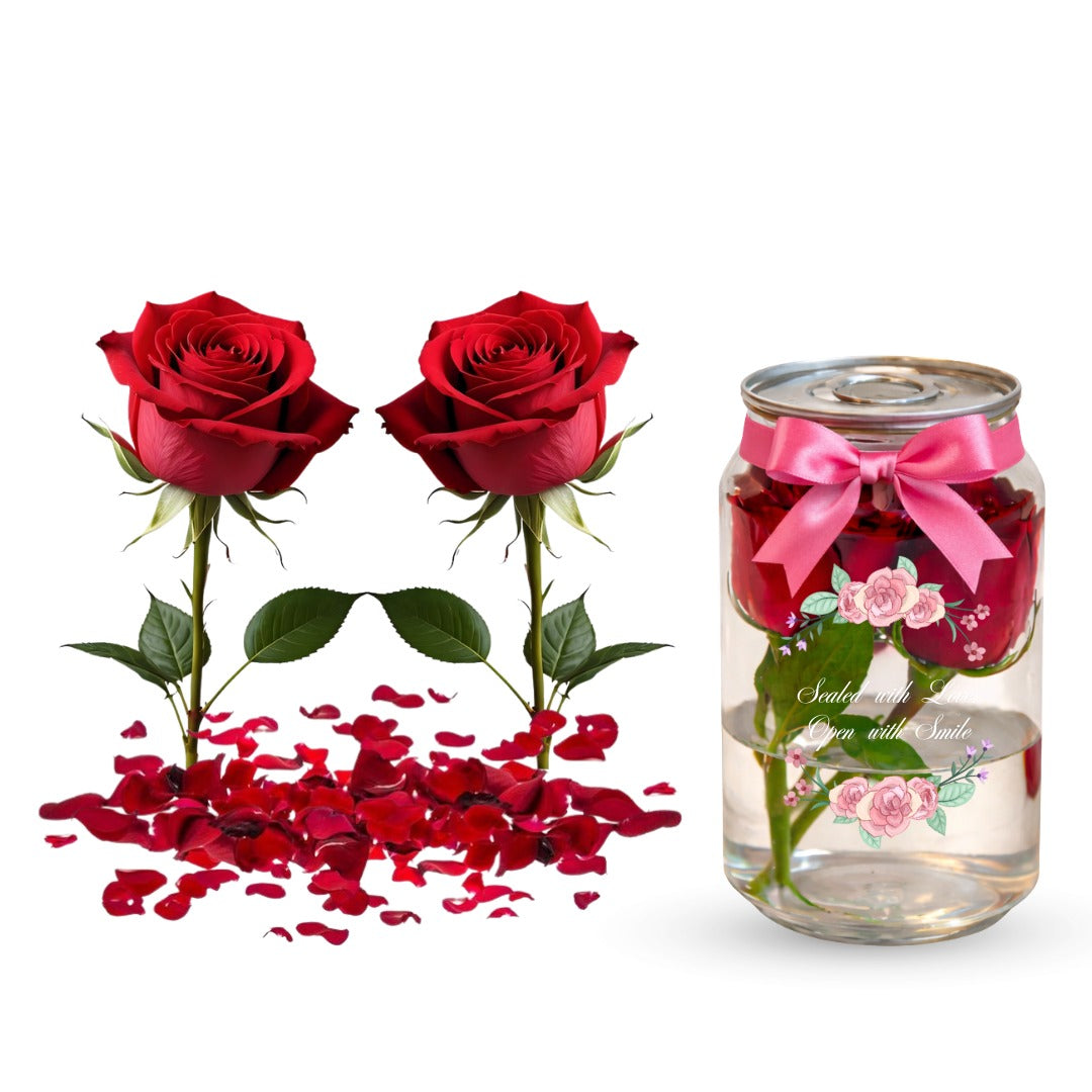 Fresh Roses in a Can - Set of 2  - Send Real Roses Across India