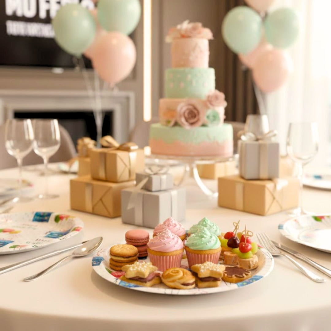 Happy Birthday Gift Boxes and Balloons Plates 10.25 inches - 8PC