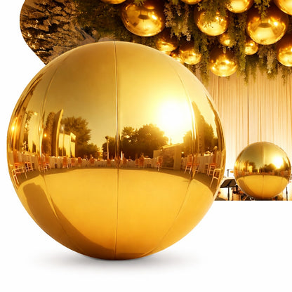 Large Gold Mirror Orbz Foil Balloon 50 Inches | Premium Metallic Sphere Balloon | Helium Supported Party Decoration for Birthday, Anniversary & Events