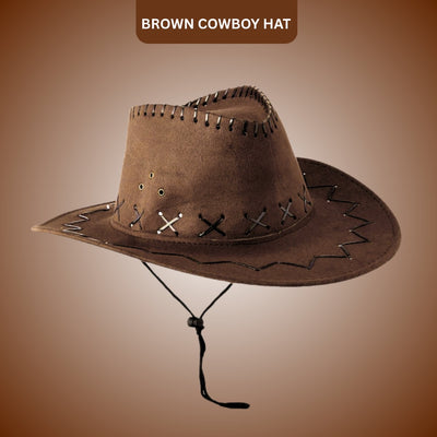 Brown Cowboy Hat - Wanna Party - front view