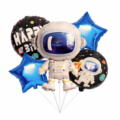 Space Theme Foil Balloon Set of 5 | Astronaut & Galaxy Balloons | Kids Birthday Space Party Decoration Kit