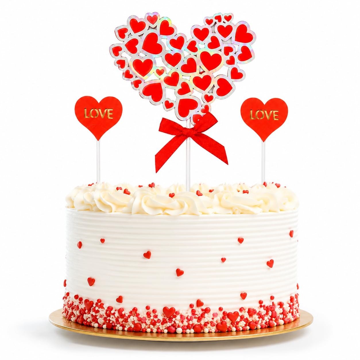 Love Cake Topper with Hearts - 3PC
