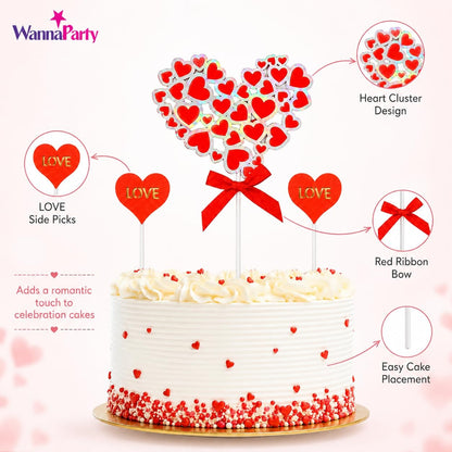 Love Cake Topper with Hearts - 3PC