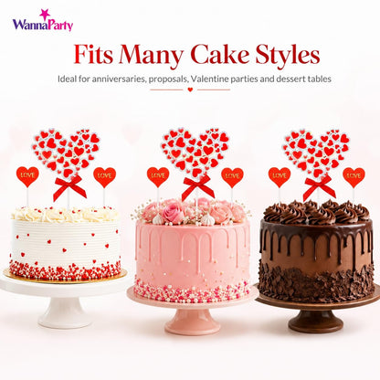 Love Cake Topper with Hearts - 3PC