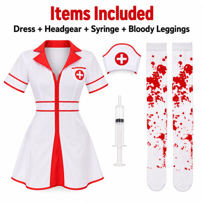 Notty Nurse Costume w/Headgear and Syringe for Adult - Size L