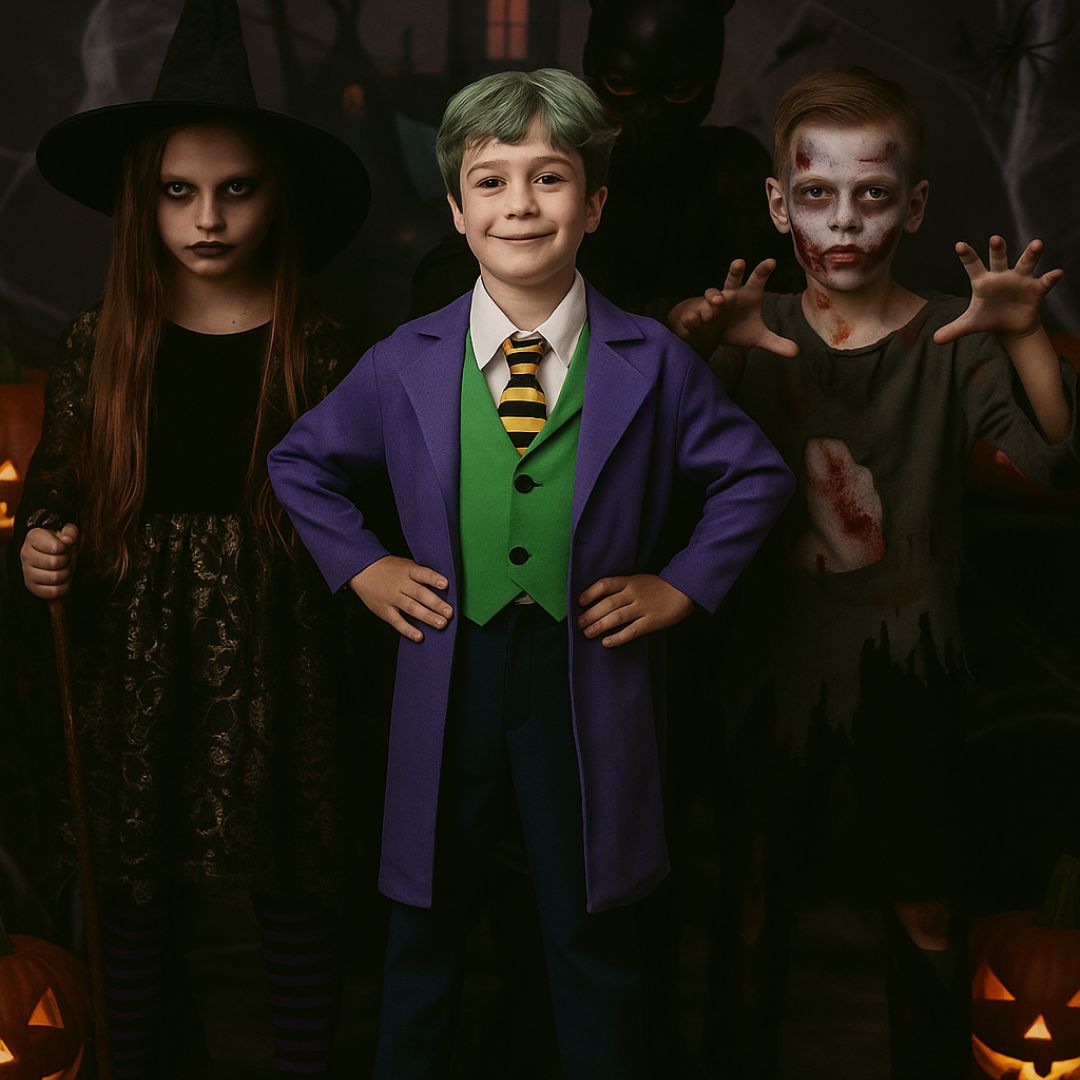 Dark Knight Deluxe Joker Costume w/ Doctor Coat, Pants & Vest for Kids