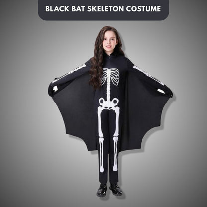 Black Bat Skeleton Costume w/ Wings  for Kids