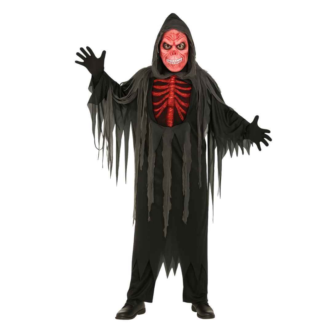 The Spooky Smoldering Reaper Horror Adult Costume with Blood Red Mask