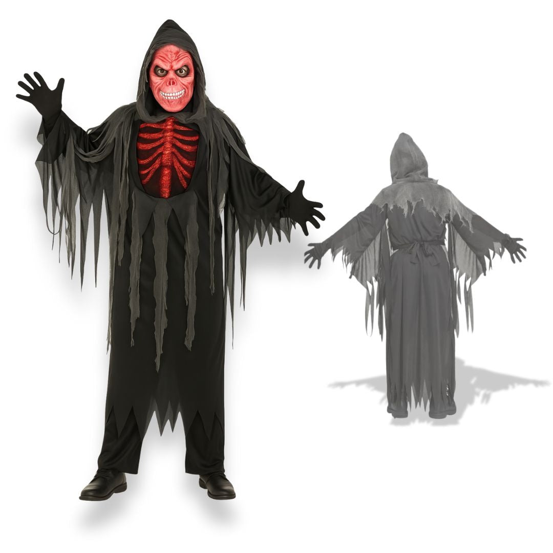 The Spooky Smoldering Reaper Horror Adult Costume with Blood Red Mask