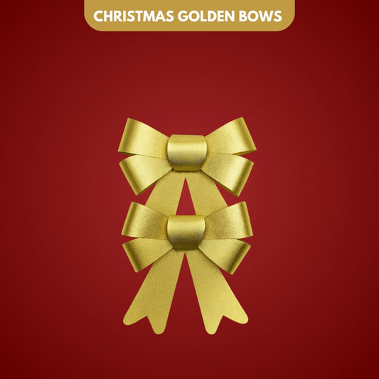 Golden Bows for Christmas Decorations - Set of 2