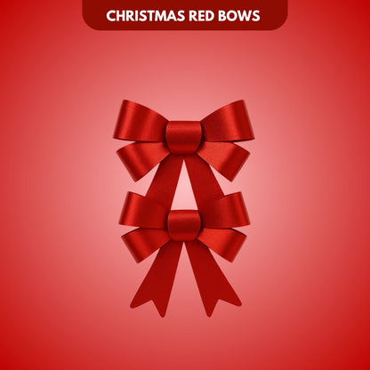 Red Bows for Christmas Decorations - Set of 2