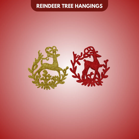 Reindeer Hanging Decoration Red & Gold - Set of 2
