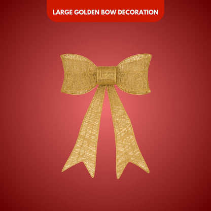 Large Golden Glitter Bow Christmas Decoration