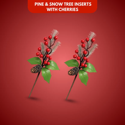 Pine Snow Leaves with Cherry & Tree Inserts - 2PC