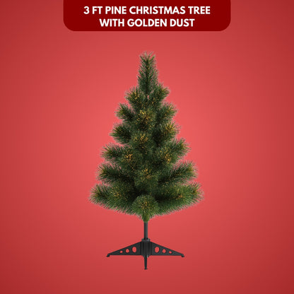 Christmas Pine Tree with Golden Glitter Dust - 3FT