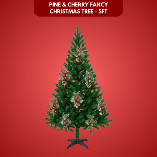 Pine Christmas Tree Green - 5FT with Cherry & Pine Tree Inserts