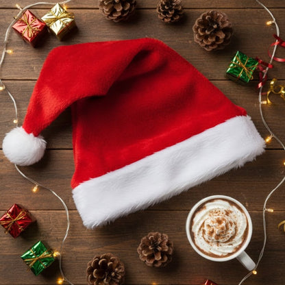 Plush Santa Christmas Hat for Adults