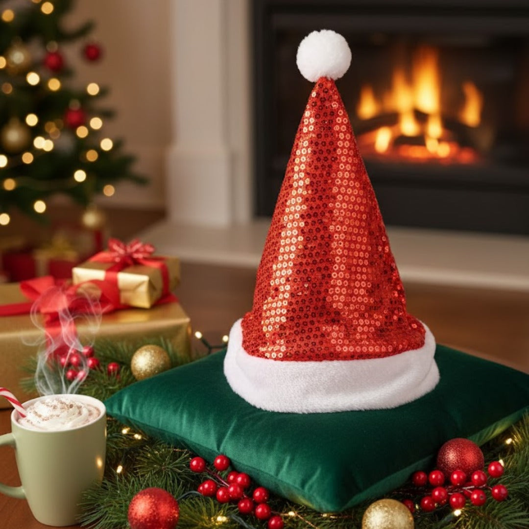 Red Sequin Santa Hat - 1PC