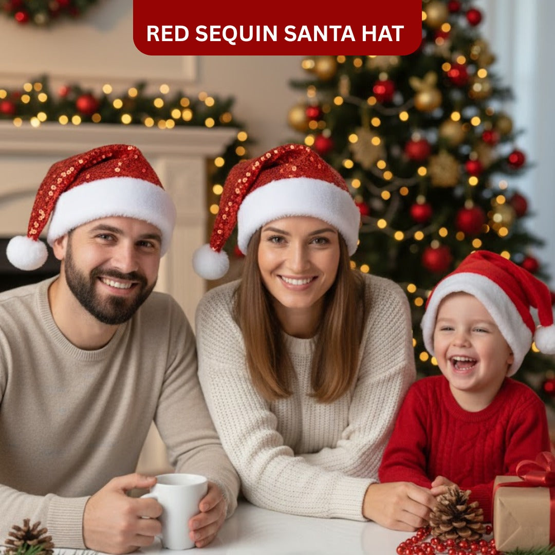 Red Sequin Santa Hat - 1PC