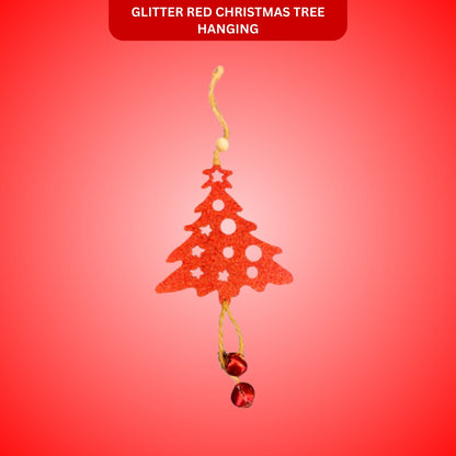 Christmas Tree Ornaments - Glitter Red Christmas Tree Hanging Decoration - 1PC