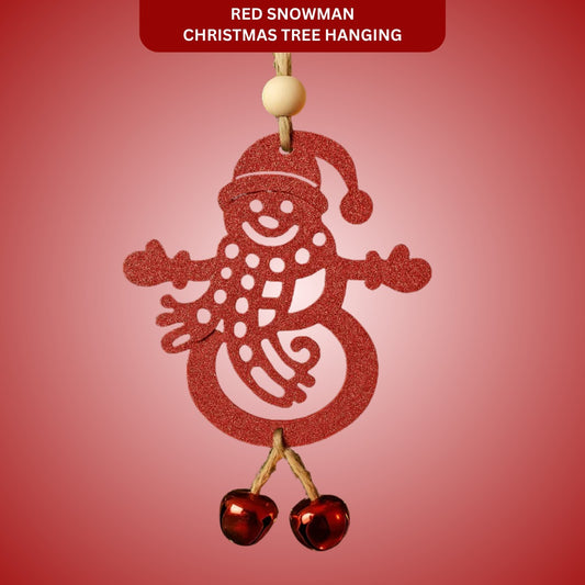 Christmas Tree Ornaments - Glitter Red Snowman Hanging Decoration - 1PC