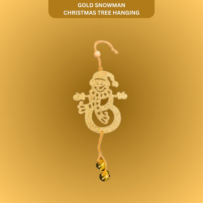 Christmas Tree Ornaments - Glitter Gold Snowman Hanging Decoration - 1PC